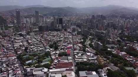 4K-Aerial-shot-over-the-popular-area-known-as-Sarria,-located-west-of-Caracas,-Venezuela