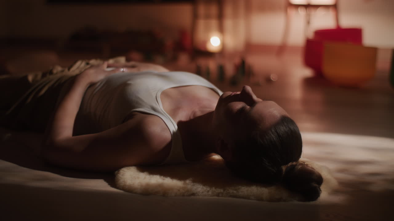 Woman Relaxing in a Meditation Session