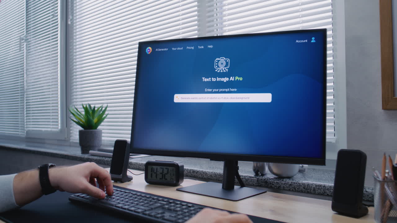 Person using a computer with AI software and image editing tools