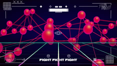 animation of digital data processing over fight text over connections