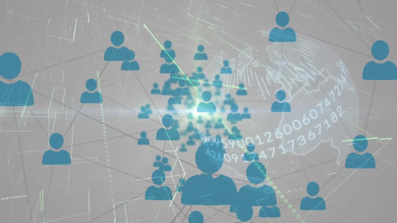 사람들과의 연결의 네트워크와 함께 지구의 애니메이션 아이콘