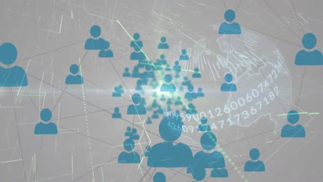 animación del globo con la red de conexiones con los iconos de las personas