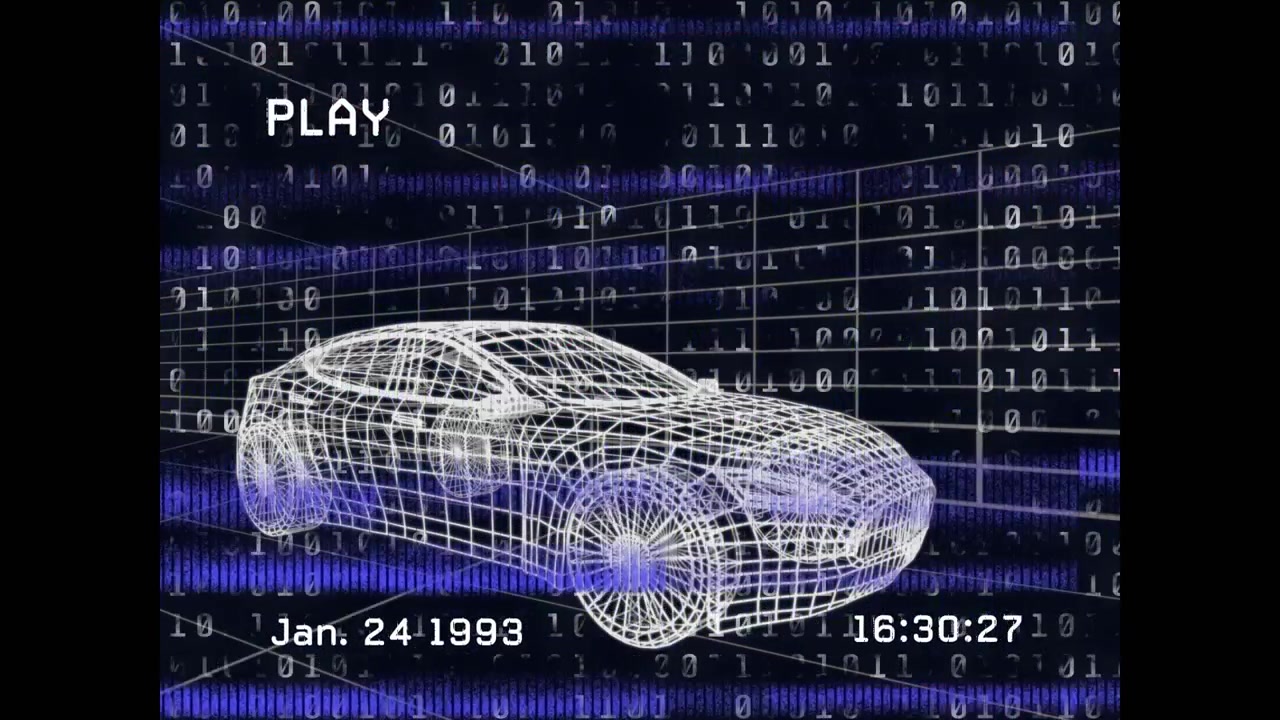 Animazione di un progetto automobilistico su elaborazione dati in un'auto digitale.
