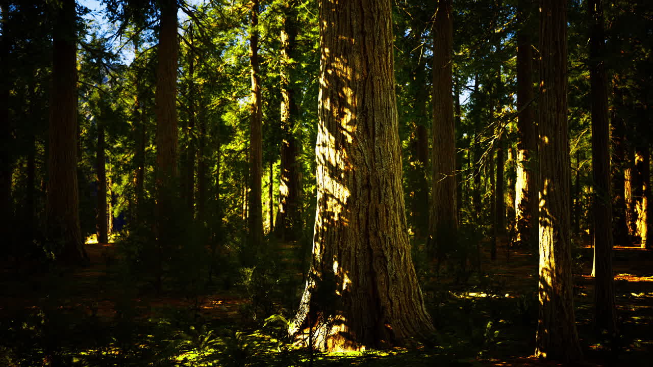 Esplora la tranquillità di una foresta lussureggiante durante l'ora d'oro.
