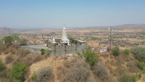 yamai temple on hill wide 360d drone view near shri bhavani museum and library aundh in maharashtra