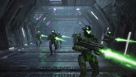 science fiction soldiers in corridor