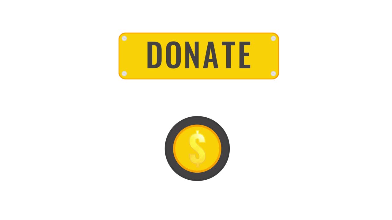 Animazione del pulsante di donazione con simbolo del dollaro.