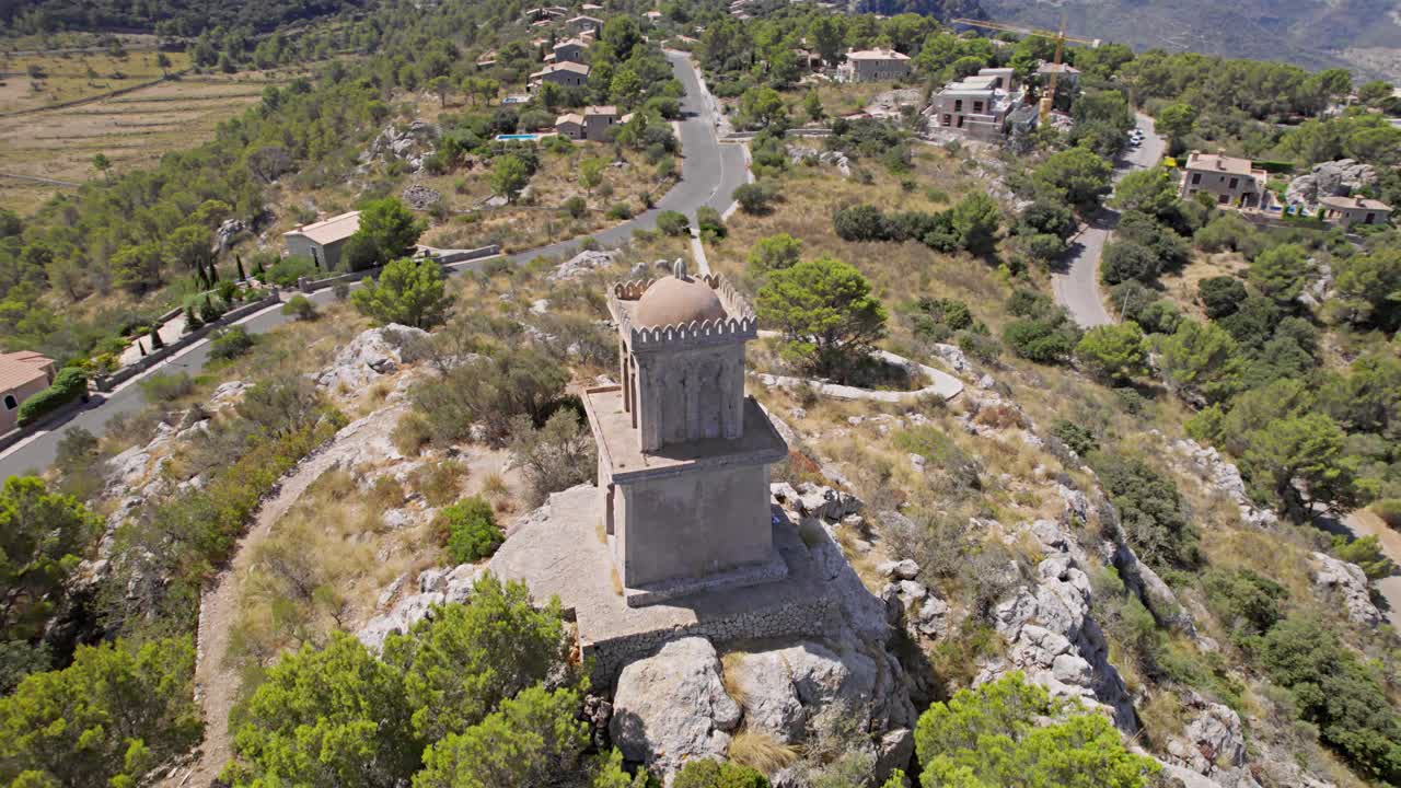 Puig De La Moneda tower with a beautifull view on the west coast of mallorca island