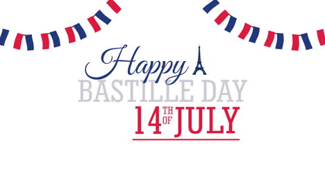 bastille day france celebration lettering with garlands