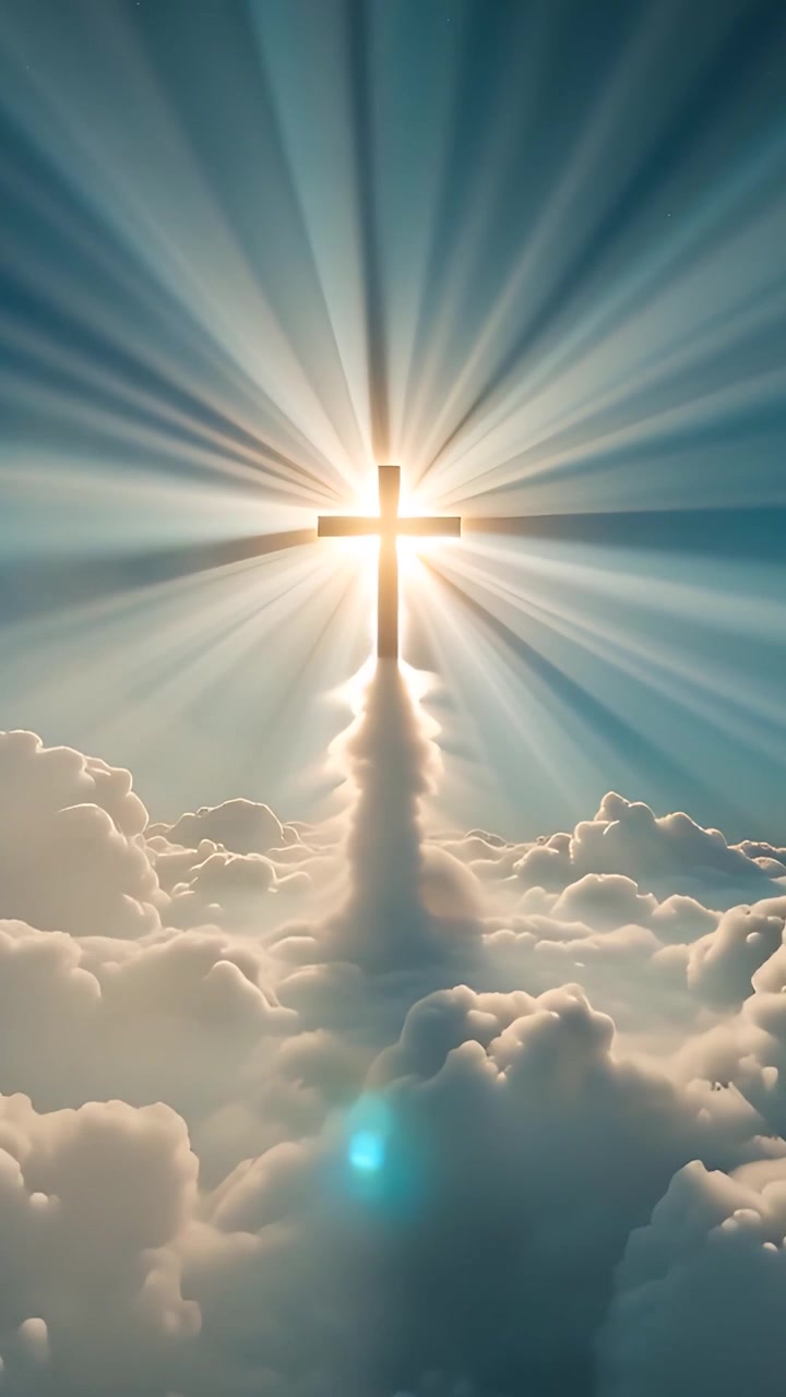 Sfondo per Adorazione 4K: Croce Cristiana e Luce Celeste