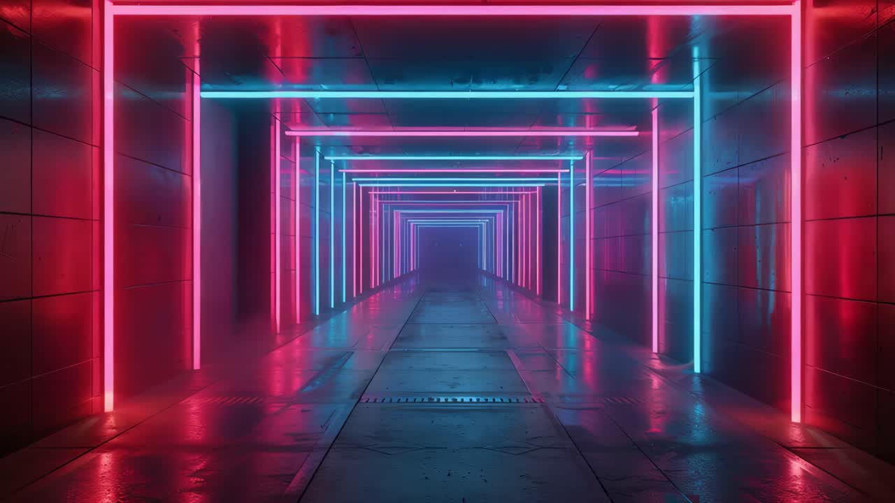 Corridoio tunnel al neon