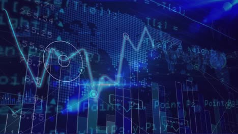 animation of financial data processing over world map