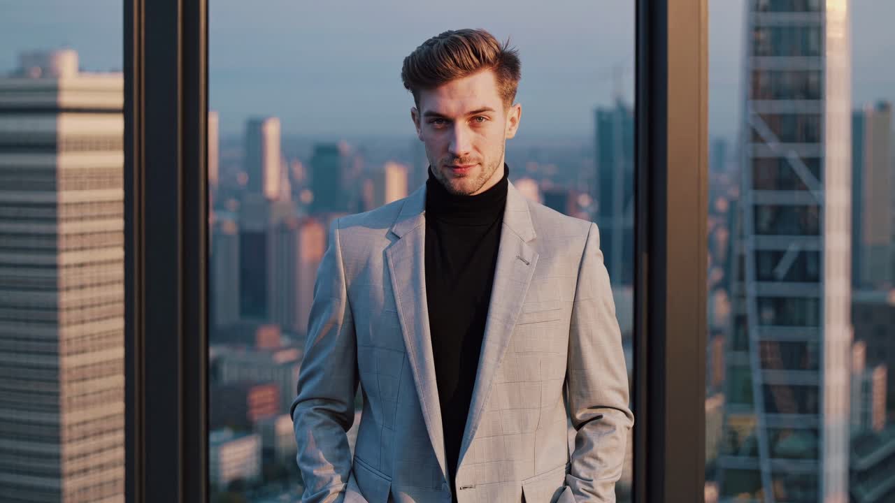 hombre de negocios en una vista de la ciudad