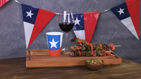 chile fiestas patrias chilean flag anniversary national day anticuchos wine glass grey