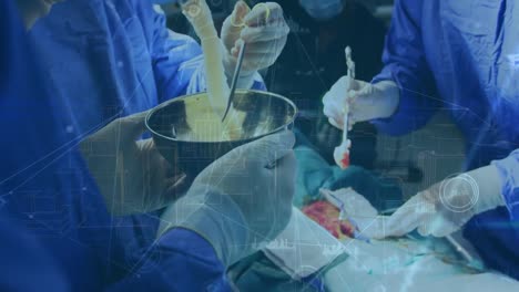 Animation-of-digital-interface-over-surgeons-in-operating-theatre