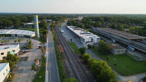 Forwards-fly-above-suburb-at-golden-hour