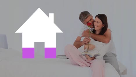 Romantic-adult-couple-and-house-icon-filling-pink