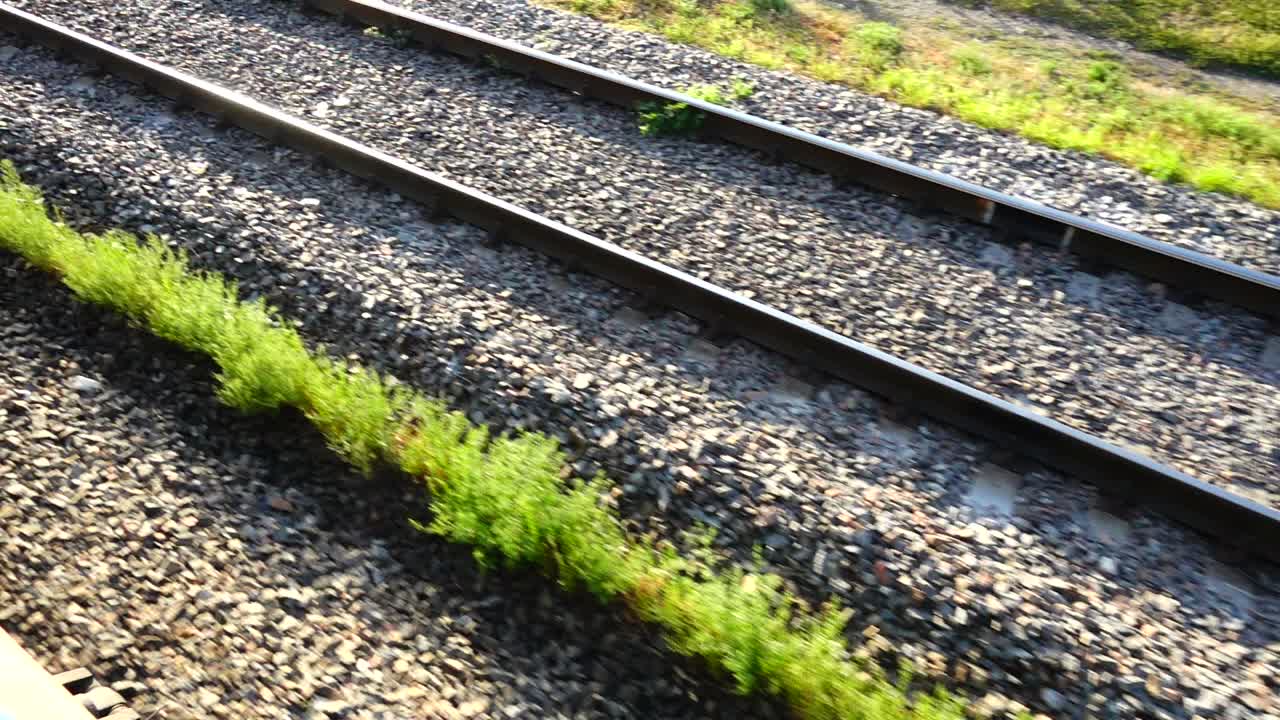 Railway track. Shooting in the movement