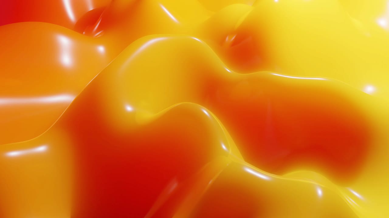 Stylish abstract looped background, changing surface of soft translucent material like peach jelly. Creative soft bright 3d bg with inner glow for festive events 4k. Red orange yellow gradient.