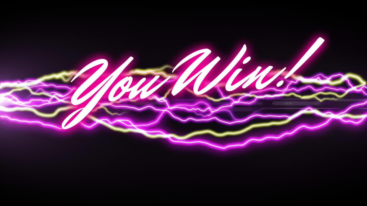 검은 바탕에 네온 패턴과 텍스트를 찍은 애니메이션