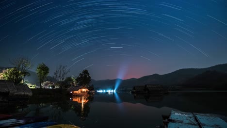 star trail in the mountains