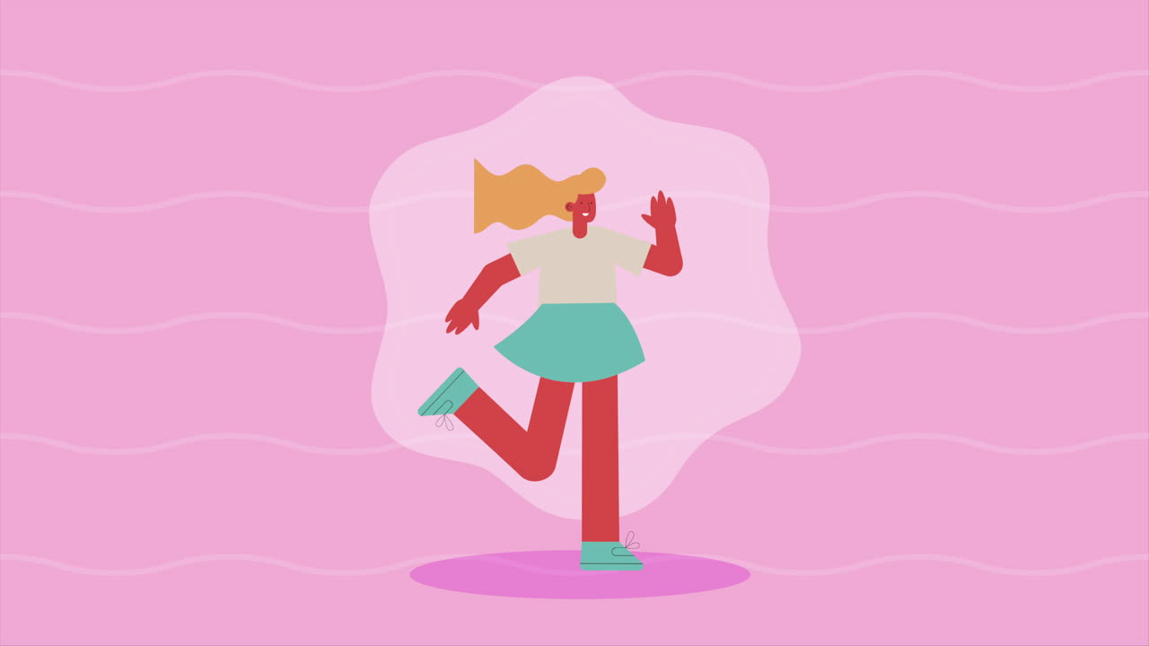 una chica feliz bailando