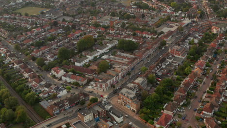 circling aerial shot over whiton high street hounslow