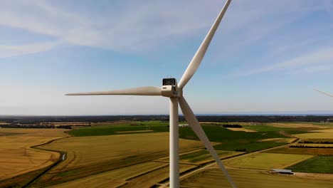 Aerial-view-of-large-windmills-in-North-Jutland,-Denmark