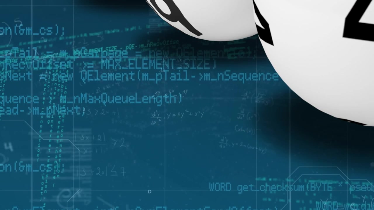 Animation of billiard balls and programming language over mathematical equations
