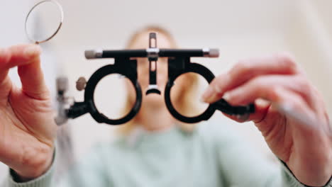 pov, gafas y pruebas para los ojos con un optometrista