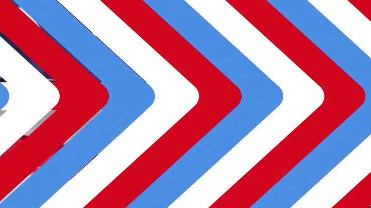 Animation of white blue and red arrows moving over american flag