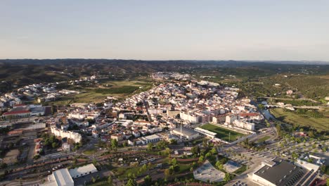 rotating aerial over silves, city and municipality in the portuguese region of algarve