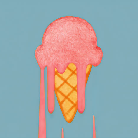 Watercolor ice cream cone illustration animation isolated asset, transparent 4K video, alpha