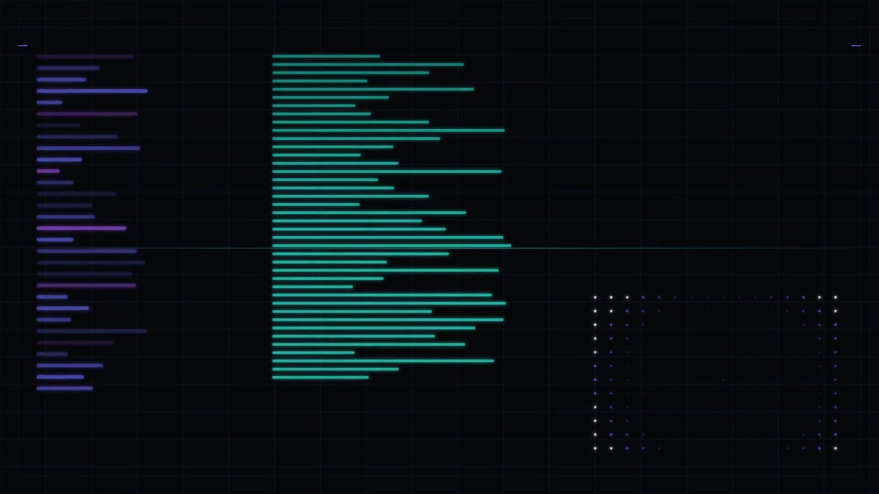 Digital Data Interface with Abstract Loading Bars and Dot Matrix