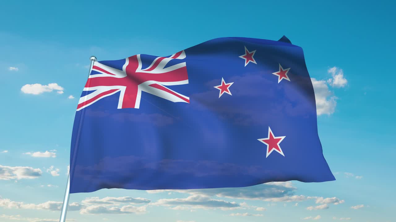 구름이 가득한 하늘을 배경으로 직물 구조로 된 뉴질랜드의 발 (loopable)