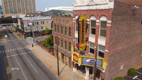 aerial view of historic lexington opera house, in downtown lexington