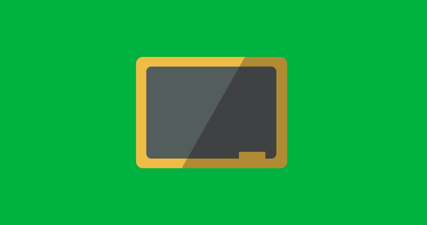 Digital animation of wooden slate icon against black background