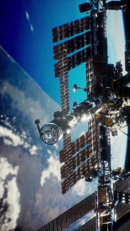 iss orbits earth featuring solar panels and modules