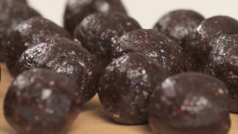 left to the right shot of the chocolate candy balls. dessert. gourmet food.