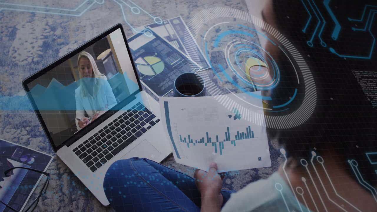 animación de estadísticas y procesamiento de datos sobre diversos empresarios que realizan videollamadas