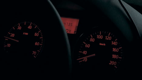 car dashboard with low speed shown