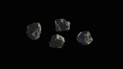 pantalla negra, animación de cuatro piedras de meteorito