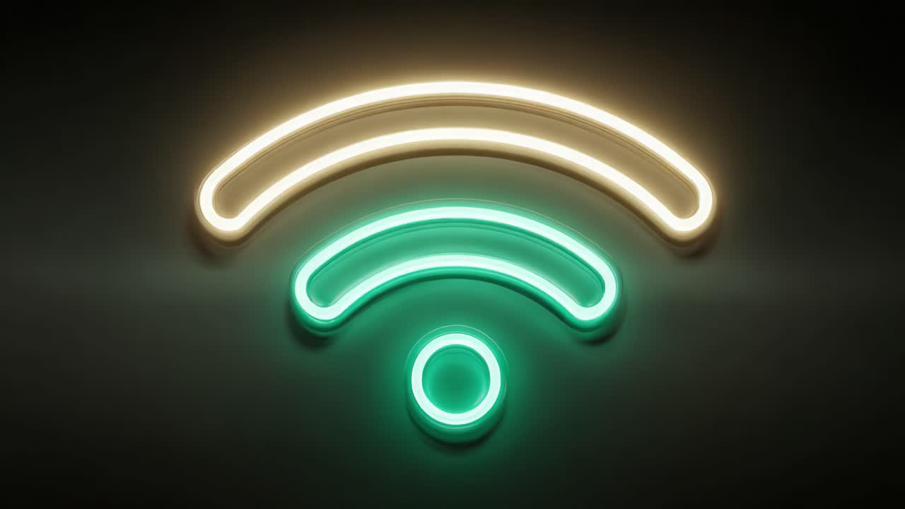 A Vibrant Neon WiFi Symbol Illuminating Connectivity and Modern Technology, Showcasing the Evolution of Wireless Communication in a Digital Age