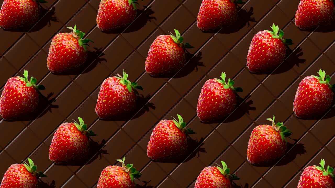 초콜릿 배경에 딸기 베리를 가진 평평한 구성