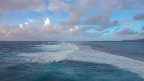 seascape with foamy waves of blue indian ocean aerial view