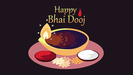 bhai dooj letras con lámpara y polvos