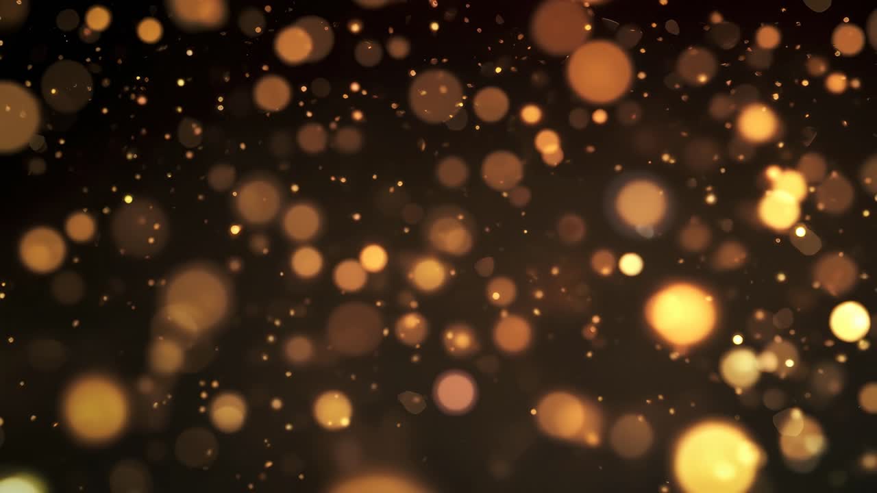 A mesmerizing video of golden bokeh lights, captured from a straight-on angle, creating a dreamy