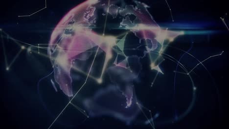 Animation-of-network-of-connections-and-globe-on-black-background