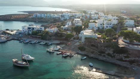 picturesque buildings and luxury yachts port landscape, kythira greece