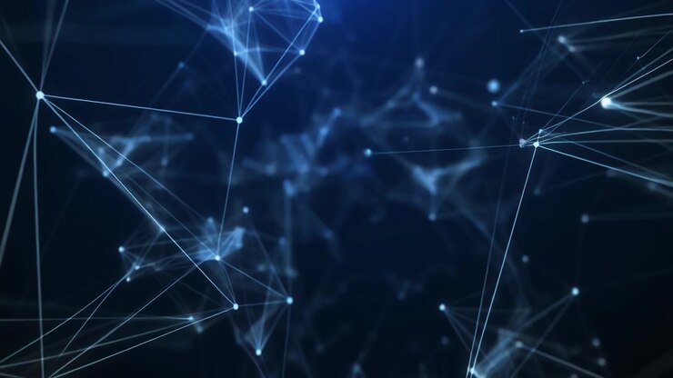 Connessione di rete digitale astratta con nodi e linee luminosi